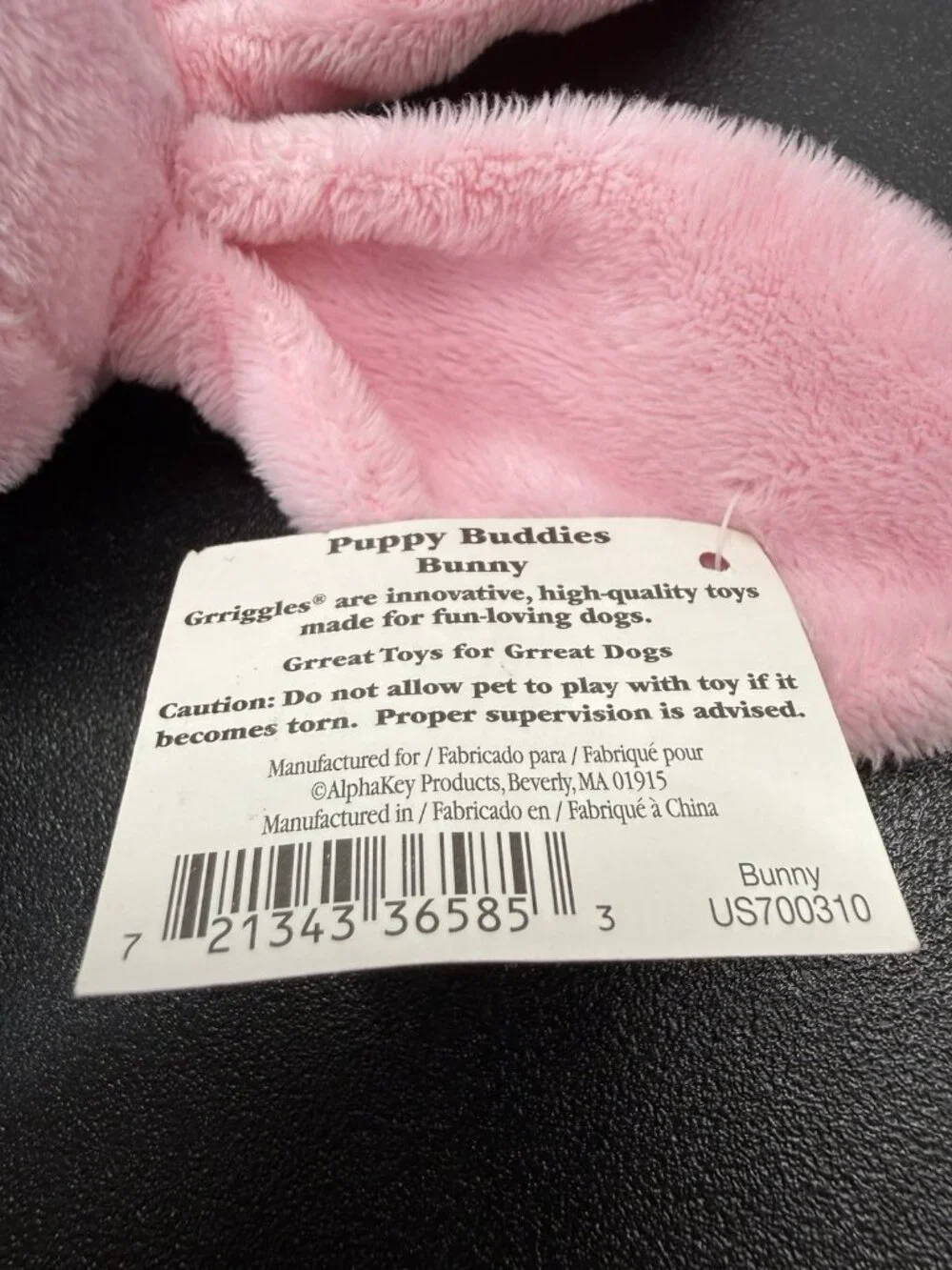 Grriggles Puppy Buddy Bunny Rabbit Plush Dog Toy Pet Squeaker Toys 10” NWT